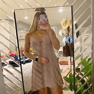 American Eagle pink polkadot dress